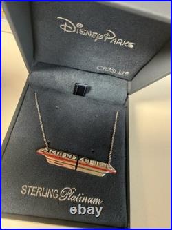 Disney Parks 2026 Walt Disney World Crislu Monorail Necklace Sterling Platinum
