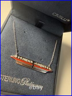 Disney Parks 2026 Walt Disney World Crislu Monorail Necklace Sterling Platinum