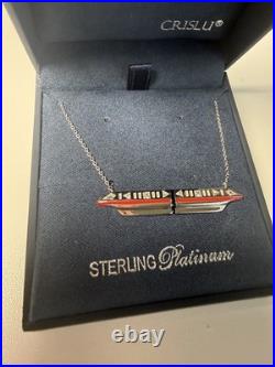Disney Parks 2026 Walt Disney World Crislu Monorail Necklace Sterling Platinum