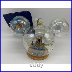 Disney Parks 50th Anniversary Walt Disney World Castle Glass Globe Ornament