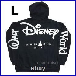 Disney Parks Black Zip Hoodie Adult LARGE Walt Disney World Authentic Original