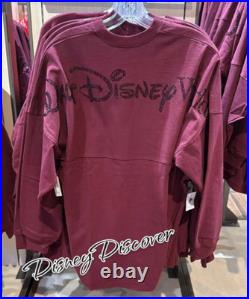 Disney Parks Walt Disney World 2025 Bedazzled Burgundy Spirit Jersey Size M New