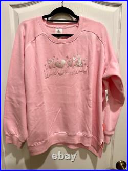 Disney Parks Walt Disney World Pink Castle Bow Sweatshirt 1X Ear Hat Plus 2025