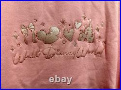 Disney Parks Walt Disney World Pink Castle Bow Sweatshirt 1X Ear Hat Plus 2025