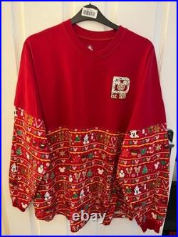 Disney Parks Walt Disney World Spirit Jersey Christmas Holidays Snacks Red XL