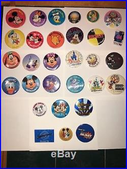 Disney Pins Buttons Lot Of 30 Vintage Rare Walt Disney World Mickey Epcot