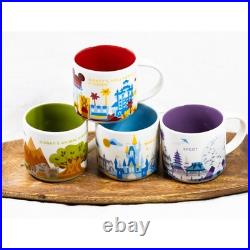 Disney Starbucks You Are Here Mug Set 4 Walt Disney World Parks Epcot MK AK HS