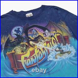 Disney Vintage Fantasmic T Shirt Mens XL Blue Tie Dye MGM Studios Mickey Mouse