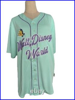 Disney Walt Disney World Medium Little Mermaid ARIEL 89 Baseball Jersey Green