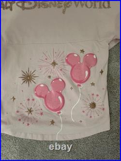 Disney World 2024 Disney Pink Sequins Mickey Balloon Spirit Jersey Womens Small