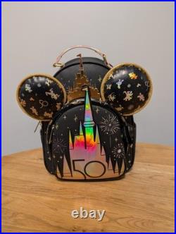 Disney World 50th Anniversary Loungefly Backpack & Ears Set NWOT