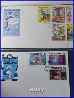 Disney World Of Postage Stamps Album With Approx 162 Stamps Circa 1968-1999