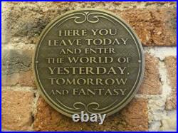 Disneyworld Florida Entranceway Plaque Inspired Sign Walt Disny World brass
