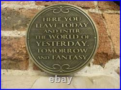 Disneyworld Florida Entranceway Plaque Inspired Sign Walt Disny World brass