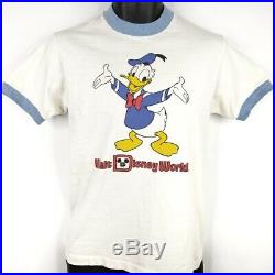 Donald Duck Ringer T Shirt Vintage 80s Walt Disney World Tee Made In USA Small