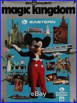 EASTERN AIRLINES WALT DISNEY WORLD Vintage 1983 Travel poster 30x40 MICKEY MOUSE
