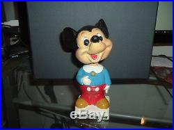 Early 1970's Bobble Head Nodder Mickey Mouse Walt Disney World Square Base