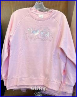 Large 2025 Disney Parks Sweatshirt Walt Disney World Bow Castle Pink