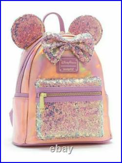 Loungefly Disney 50th Anniversary Minnie EARidescent Backpack & Headband IN HAND