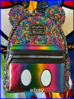 Loungefly Rainbow Sequin Mickey Backpack WDW Disney Parks BNWT