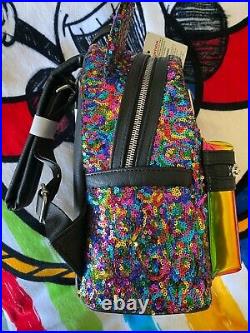 Loungefly Rainbow Sequin Mickey Backpack WDW Disney Parks BNWT