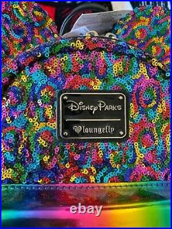 Loungefly Rainbow Sequin Mickey Backpack WDW Disney Parks BNWT