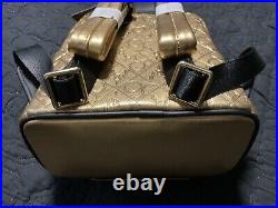 Loungefly Walt Disney World 50th Anniversary Leather Deluxe Gold Mini Backpack