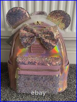 Loungefly Walt Disney World 50th Anniversary Minnie Earidescent Sequin Backpack