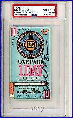 Michael Eisner Signed 1995 Walt Disney World Ticket Psa Dna Coa Ceo Autographed
