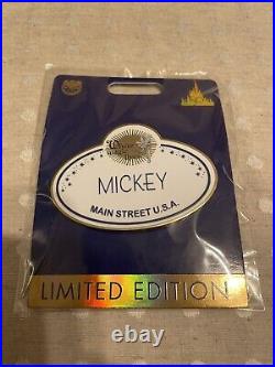 Mickey Main Street USA Walt Disney World Cast 50th Anniversary Name Tag Pin