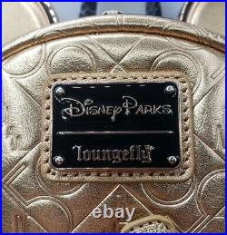Mickey Mouse Walt Disney World 50th Anniversary Genuine Leather Gold Loungefly