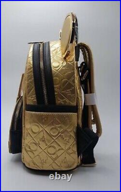 Mickey Mouse Walt Disney World 50th Anniversary Genuine Leather Gold Loungefly