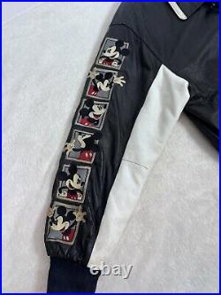 Mickey Mouse Walt Disney World Black 100% Leather Bomber Jacket Mens Large