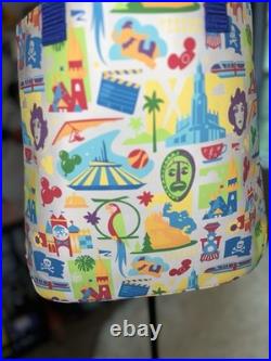 NEW ExclusiveDisney Parks THEMED Walt Disney World Printed Multicolor Tote Bag