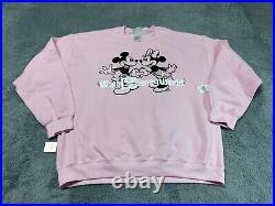 NEW Walt Disney World Sweater Womens XL Pink Valentines Day Mickey Minnie Mouse