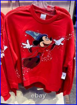 NWT! 2025 Disney Parks Walt Disney World Red Sorcerer Mickey Pullover Ladies L