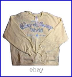 NWT! 2026 Disney Parks Walt Disney World Butter Yellow Floral Pullover Large