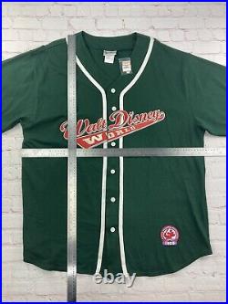 NWT Vintage Walt Disney World Mickey Mouse Green Baseball Jersey Shirt Adult XL