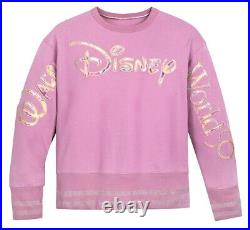 NWT Walt Disney World 50th Anniversary EARidescent Pink Pullover Sweat Shirt L