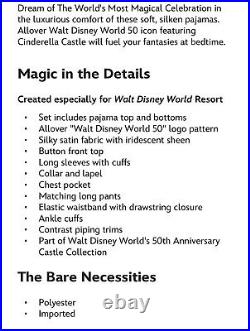 New! 2021 Walt Disney World 50th Anniversary Satin Pajama PJ Set Size 3XL XXXL
