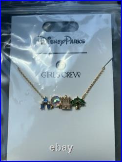 New Girls Crew Walt Disney World Four Parks Necklace Icon Attractions Gold Chain