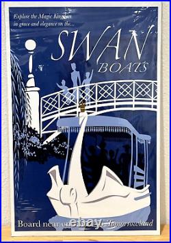 New Vintage Rare Walt Disney World Swan Boats Ride Magic Kingdom Poster Print