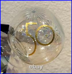 New WDW Walt Disney World 50th Anniversary Mickey Icon 4 Parks Glass Ornament