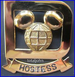 Old Walt Disney World D Cast Member Hostess Costume Brooch Style Gold Globe Pin