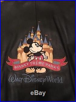 PRISTINE! Walt Disney World Castle Mickey Leather Letterman Jacket XXL 2XL