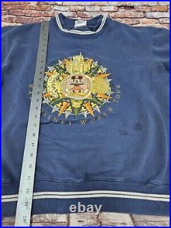 RARE 90's Vintage Walt Disney World Tour Sweatshirt Blue Crewneck Size M