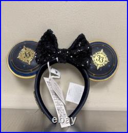RARE Club 33 Walt Disney World NWT Blue Gold Loungefly Minnie Ears
