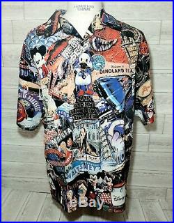 RARE DISNEY WORLD Mens XL Button Hawaiian Shirt Mickey Mouse Walt MINT! Vintage