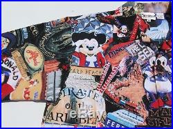 RARE Mens DISNEY WORLD S/S Button Hawaiian Shirt Medium Mickey Mouse Walt MINT