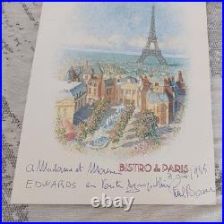 RARE SIGNED 3x Michelin Chef Paul Bocuse Vintage Walt Disney World Menu 1985